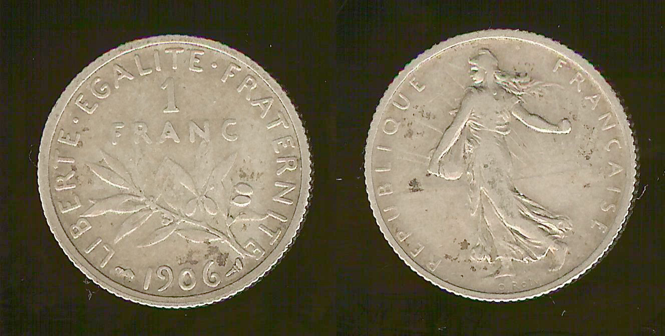 1 franc Semeuse 1906 Paris TTB